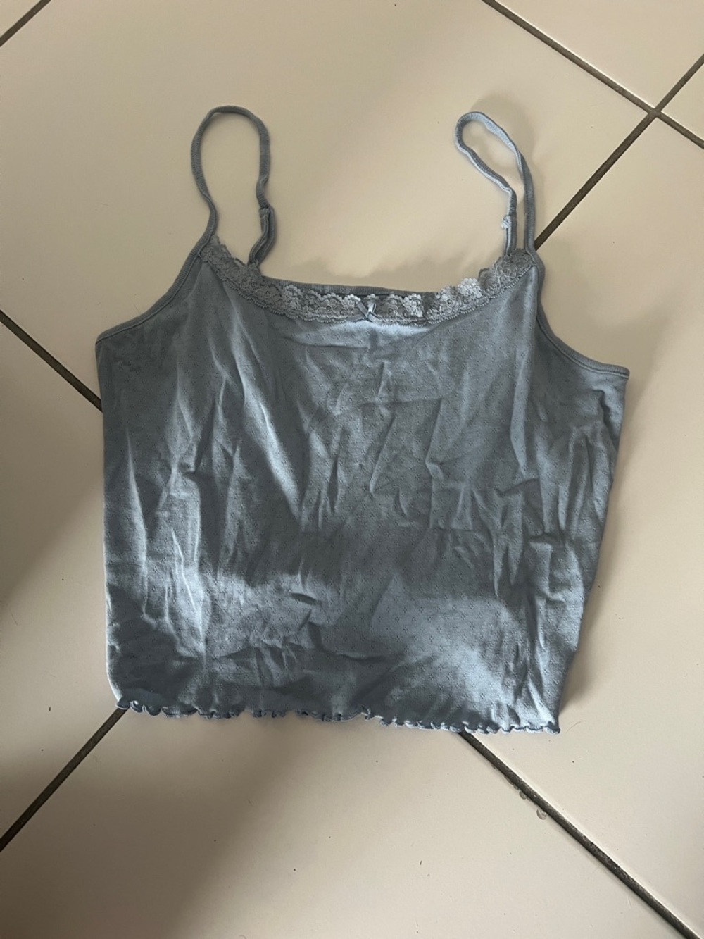 American Eagle Outfitters Pale Blue Lace-Trim Cami Tank